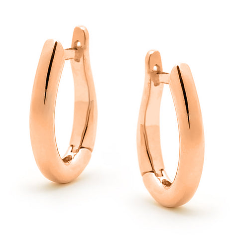 9ct Rose Gold Oval Polished Dome Hoops - alternate view