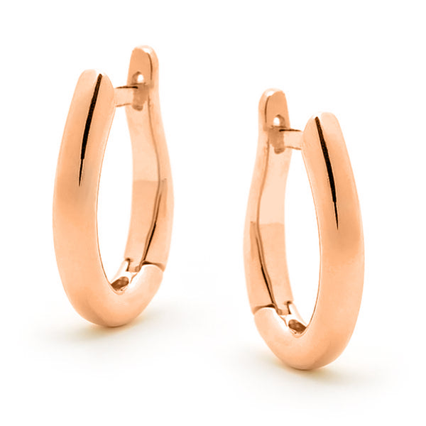9ct Rose Gold Oval Polished Dome Hoops - alternate view