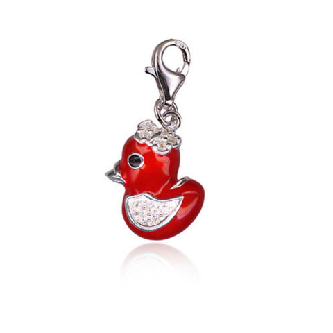 Sterling silver Red Enamel and cz Charm - alternate view