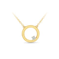 9ct Yellow Gold Open Circle Pendant with Diamond