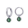 Sterling Silver Huggies With May Birthstone Drop