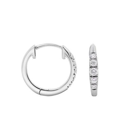 9ct White Gold Graduating Diamond Huggies - alternate view