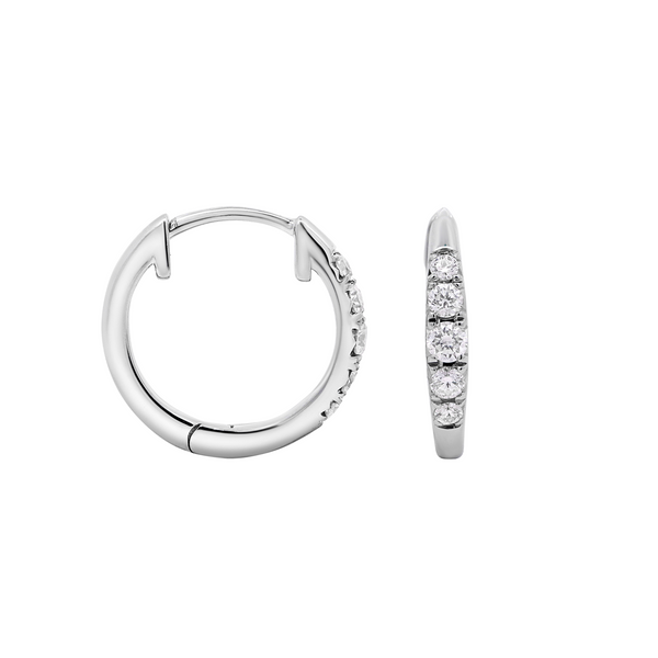 9ct White Gold Graduating Diamond Huggies - alternate view