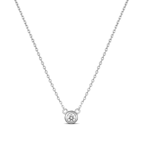 9ct White Gold Bezel Set Diamond Necklace - alternate view