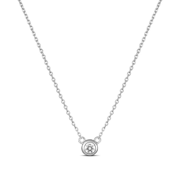 9ct White Gold Bezel Set Diamond Necklace - alternate view