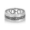 Men's Sterling Silver & Steel Matte Wedding Ring With Celtic Patten