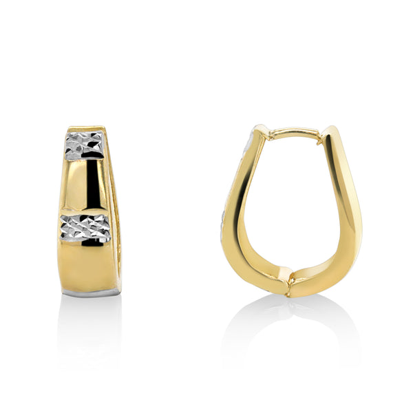 9ct Yellow Gold Tapered Diamond Cut Huggie Earrings - alternate view
