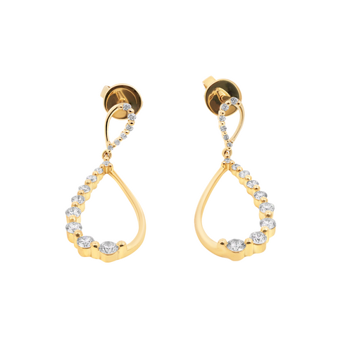 9ct Yellow Gold Diamond Graduating Teardrop Earrings - alternate view