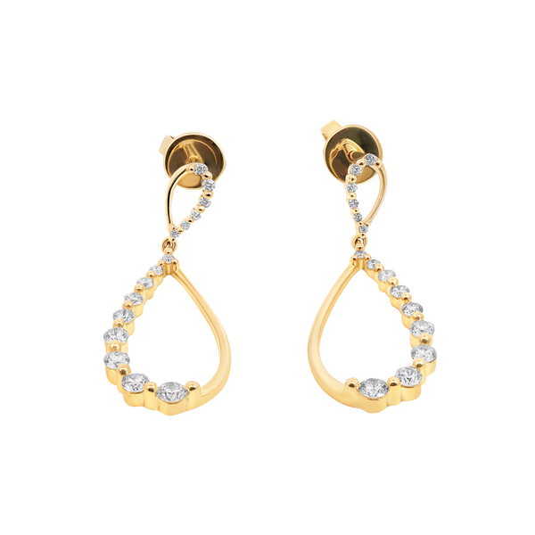 9ct Yellow Gold Diamond Graduating Teardrop Earrings - alternate view