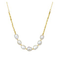 Yellow Gold Plated Freshwater Pearl And Bead Detail Necklace