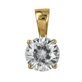 9ct Yellow Gold Round Claw Set Cubic Zirconia Pendant