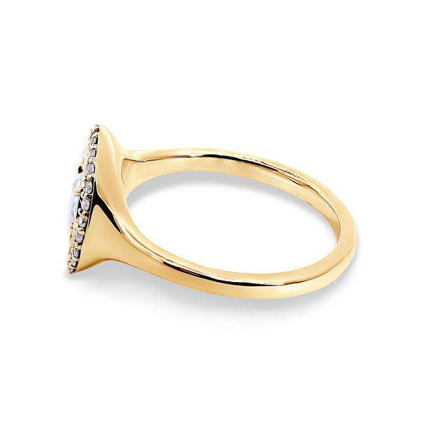 9ct Yellow Gold Multi Gem & Diamond Signet Style Ring - alternate view