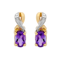 9ct Yellow Gold Amethyst And Diamond Stud Earrings