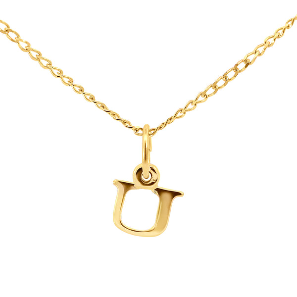9ct Yellow Gold Block Initial Letter U - alternate view