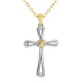 9ct Two Tone Diamond Set Cross Pendant