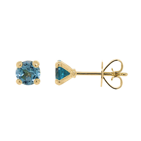 9ct Yellow Gold London Blue Topaz Studs - alternate view