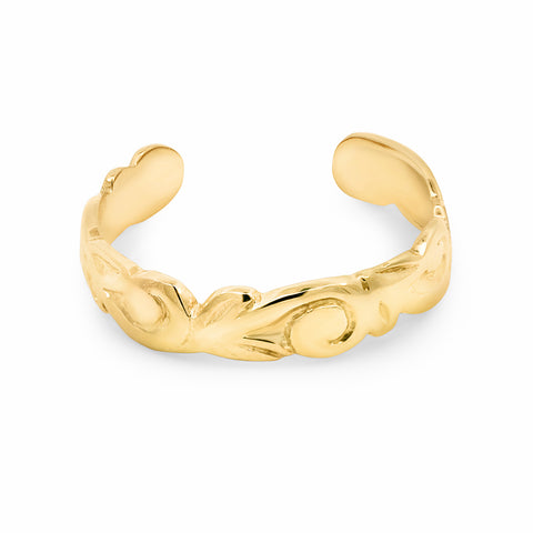 9ct Yellow Gold Scroll Toe Ring - alternate view
