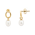 9ct Yellow Gold Freshwater Pearl Drop Stud Earrings