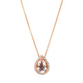 9ct Rose Gold Rose Quartz And Diamond Necklace