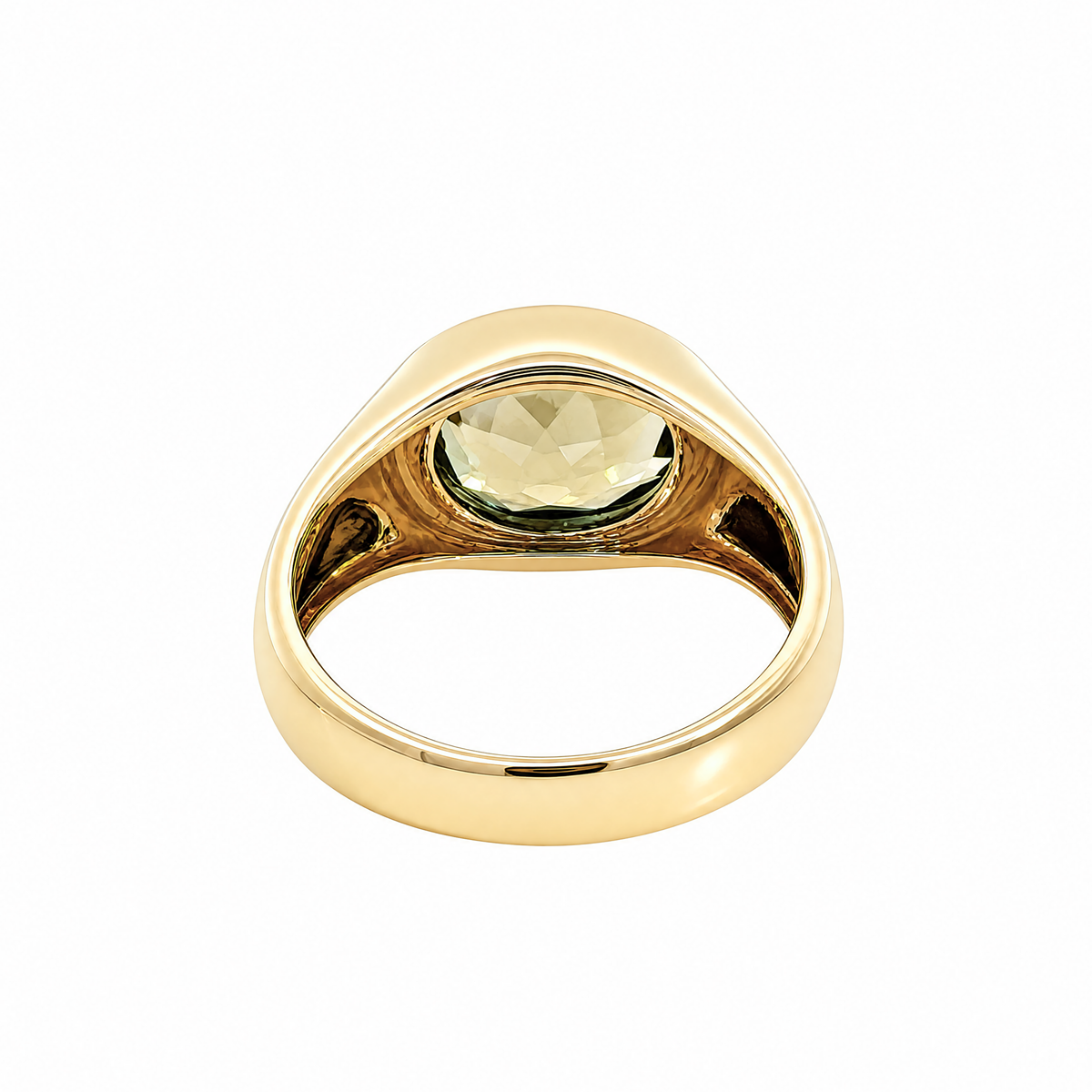 9ct Yellow Gold Oval Olive Quartz Dress Ring
