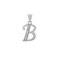Sterling Silver Block Letter B With Cubic Zirconia