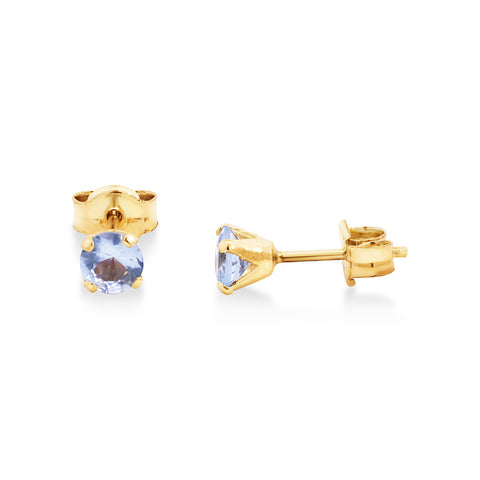 9ct Yellow Gold Synthetic Aquamarine Studs - alternate view