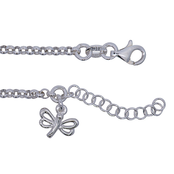 Sterling Silver Belcher Anklet With Butterfly Charm - alternate view