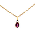 9ct Yellow Gold  Oval Rhodolite Garnet Pendant