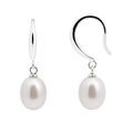 Sterling Silver Oval Pearl Drop Earrings