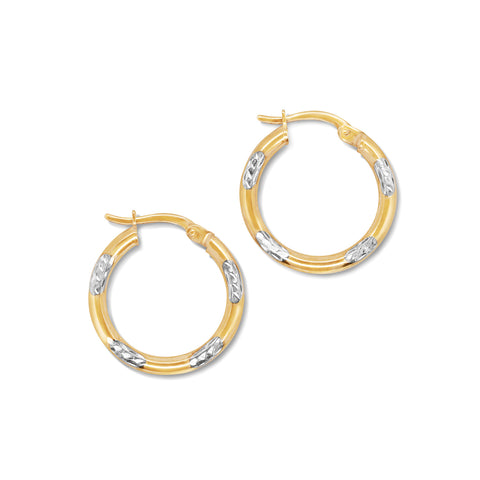 9ct Two Tone Silver Filled Hoop Earrings - alternate view