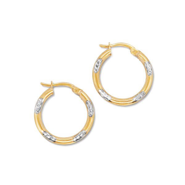 9ct Two Tone Silver Filled Hoop Earrings - alternate view