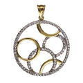 9ct Yellow Gold Circle On Circle Cubic Zirconia Set Pendant