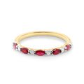 18ct Yellow Gold Ruby & Diamond Band