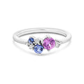 9ct White Gold Ceylon, Sapphire & Diamond Ring