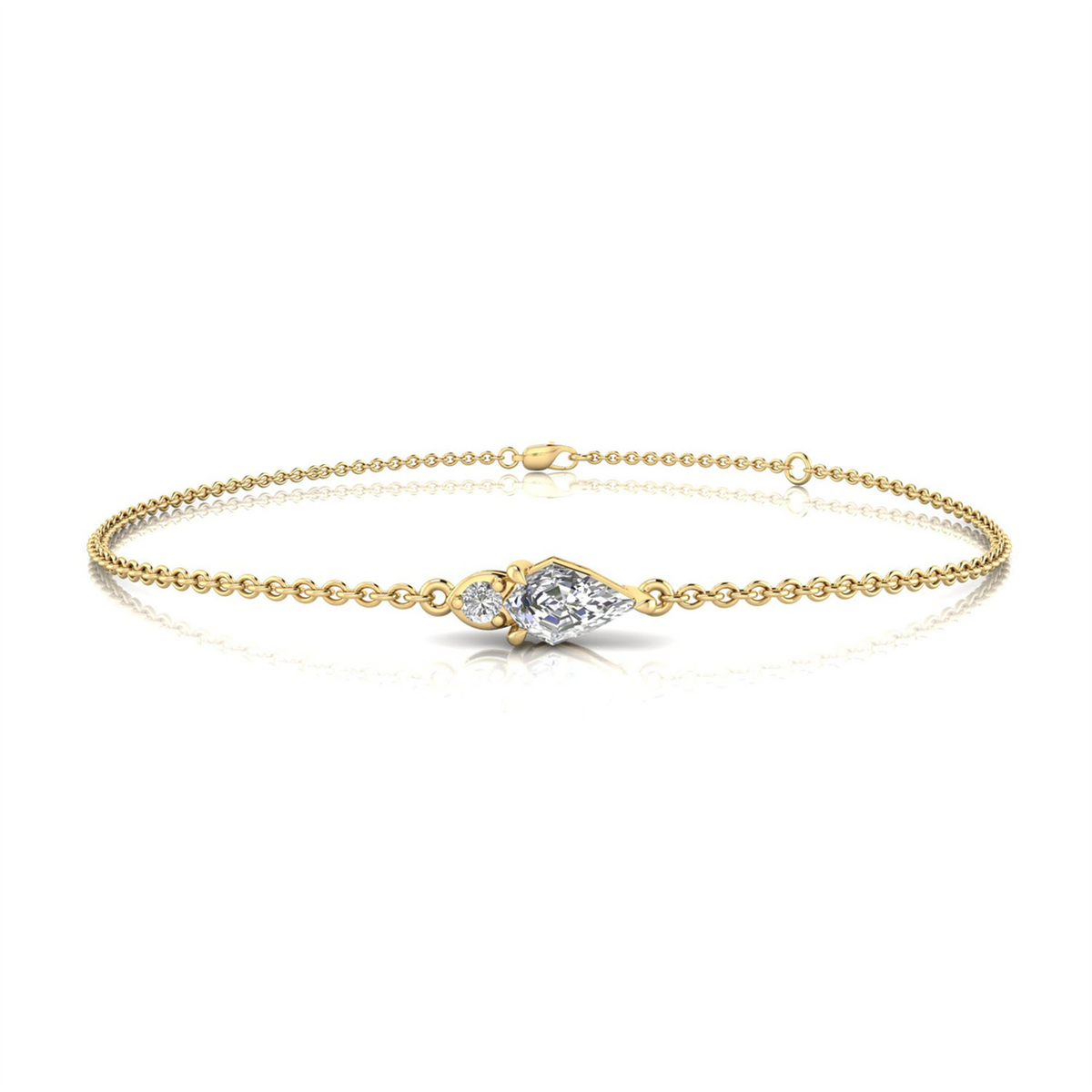 9ct Yellow Gold Pear Lab Grown Diamond Bracelet