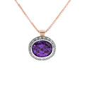 9ct Yellow Gold Oval Amethyst & Cubic Zirconia Pendant