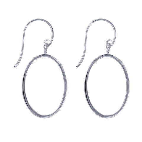 Sterling Silver Open Oval Drop Earrings - alternate view
