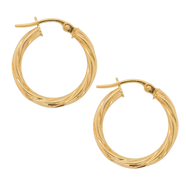 9ct Yellow Gold Twist Hoop Earrings - alternate view
