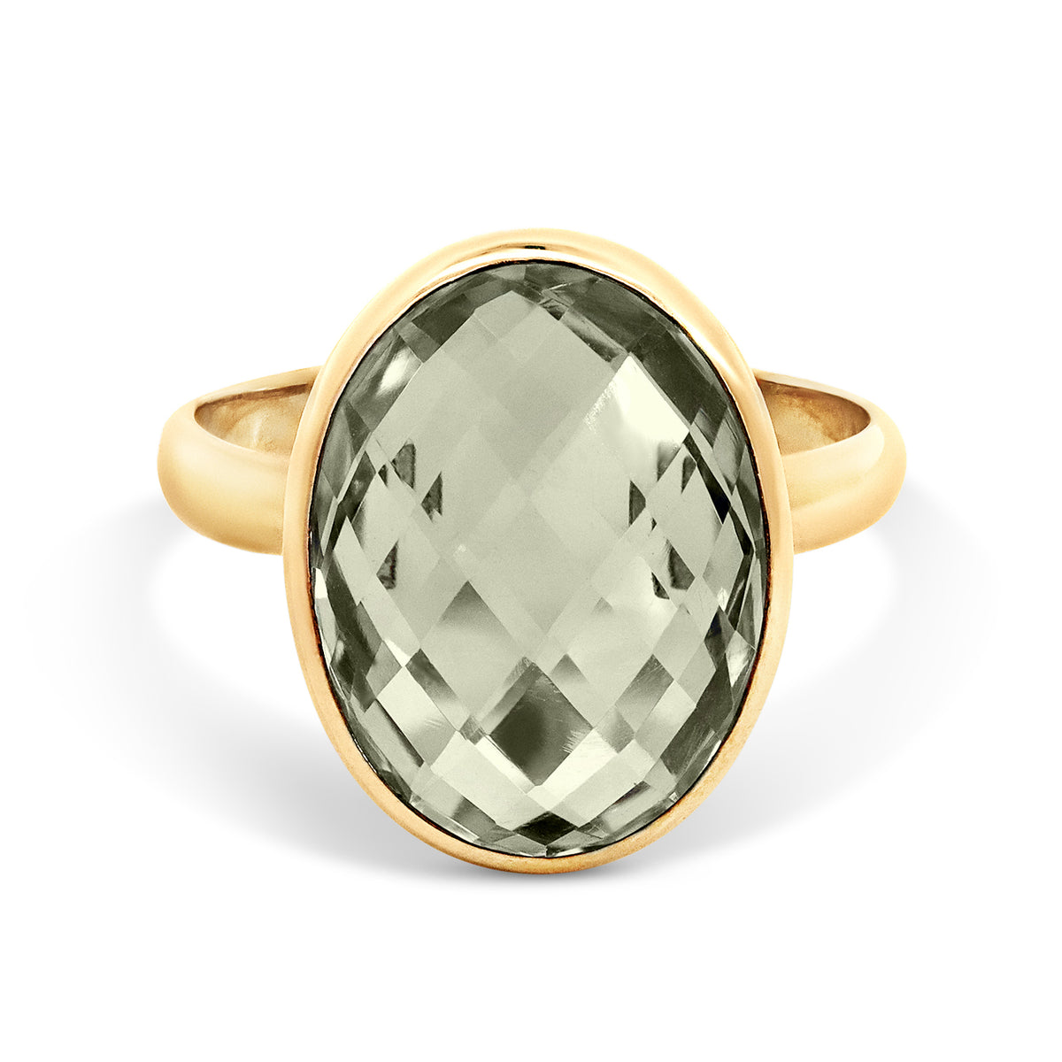 9ct Yellow Gold Oval Green Amethyst Ring
