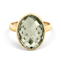 9ct Yellow Gold Oval Green Amethyst Ring