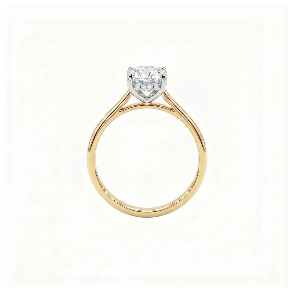 1.05ct Round Lab Grown Diamond Engagement Ring With Hidden Halo