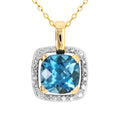 9ct Yellow Gold London Blue Topaz & Diamond Pendant