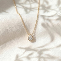 9ct Yellow Gold Pear Lab Grown Diamond Necklace