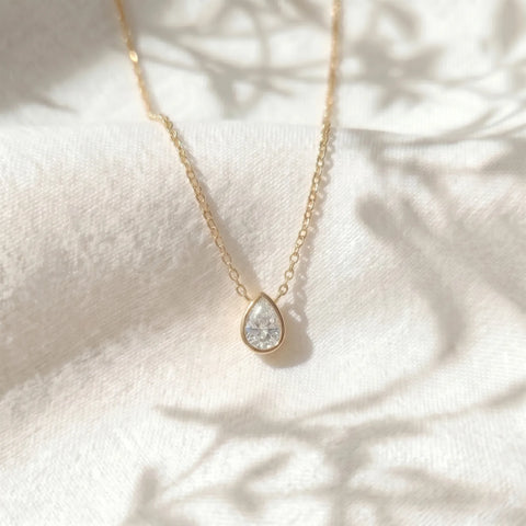 9ct Yellow Gold Pear Lab Grown Diamond Necklace - alternate view