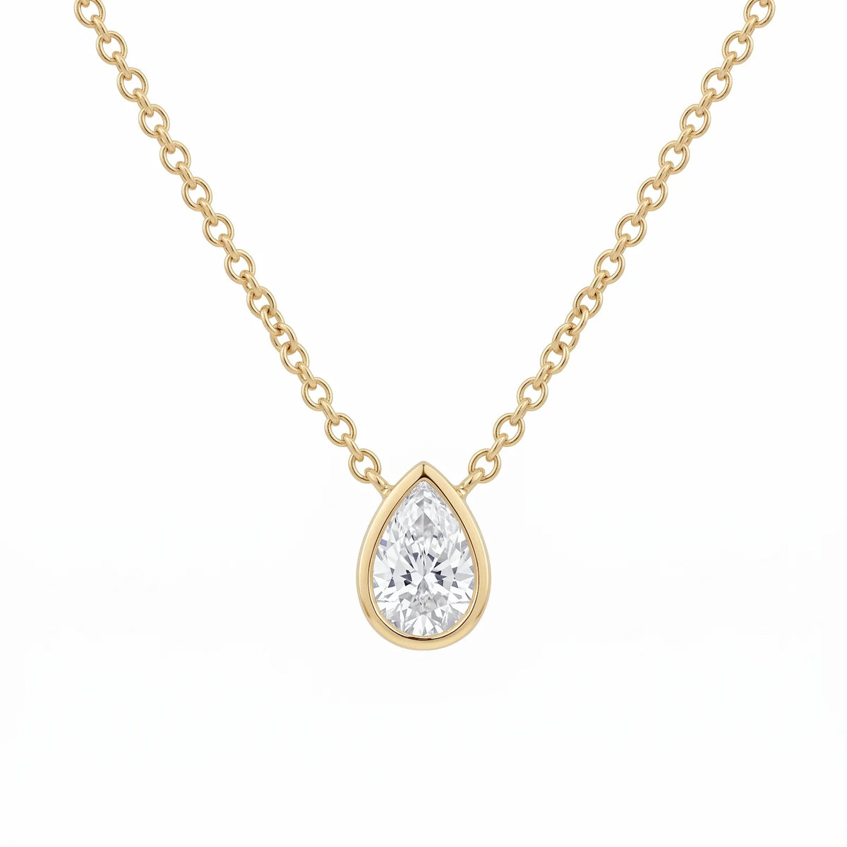 9ct Yellow Gold Pear Lab Grown Diamond Necklace