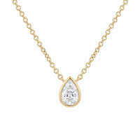 9ct Yellow Gold Pear Lab Grown Diamond Necklace