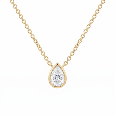9ct Yellow Gold Pear Lab Grown Diamond Necklace