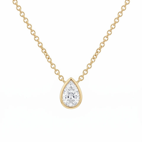 9ct Yellow Gold Pear Lab Grown Diamond Necklace