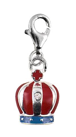 Sterling Silver Enamel Crown Charm - alternate view