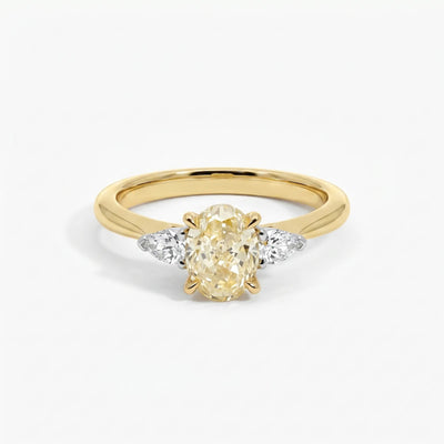 The Alexandra | 1.35ct Oval Natural Mined Yellow Trilogy Engagement Ring